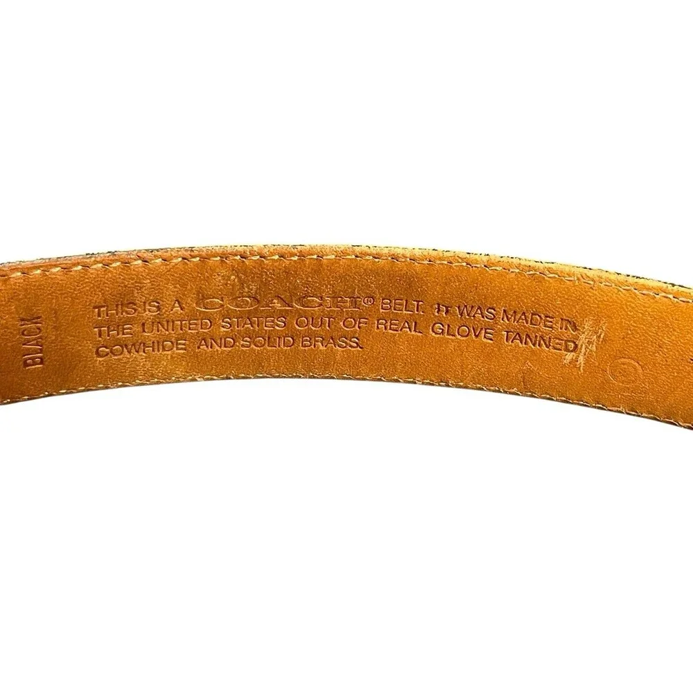 Coach Black Leather Belt Brass Buckle USA Glove Tanned Cowhide Sz 42 105cm